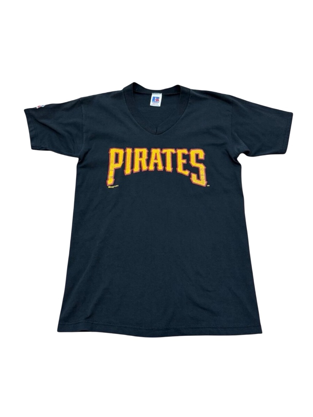 Vintage 1997 Russell Athletic Pittsburgh Pirates Youth T-Shirt Black Made in USA